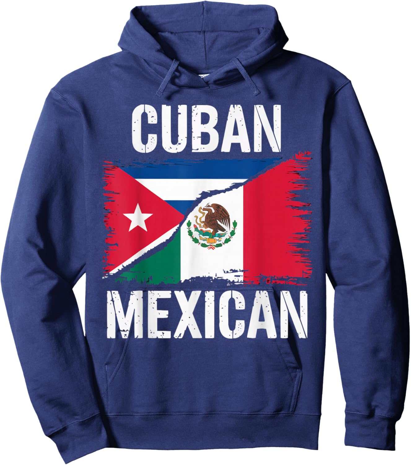 Half Cuban Half Mexican Country Mexico Flag Cuba Hoodie - Hoodie | Navy