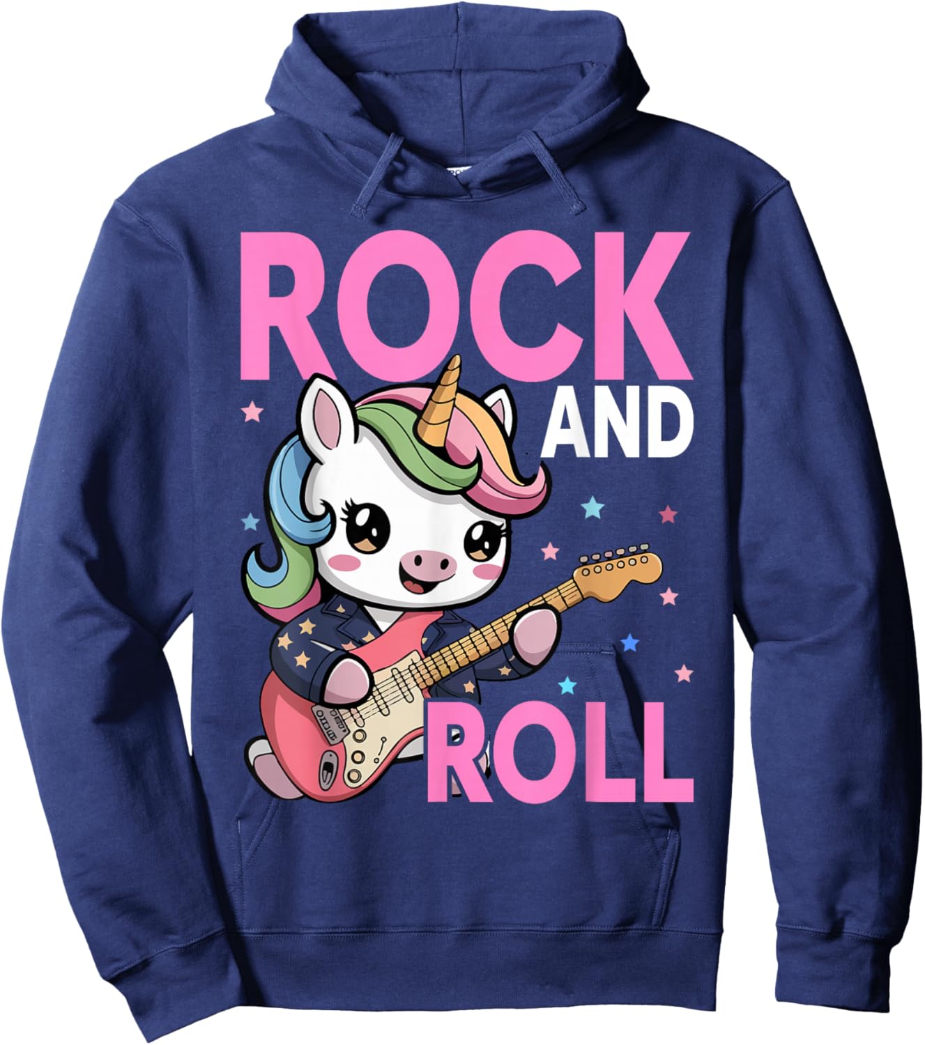 Unicorn Rock Star Lover Gift Co. Girls Rock, Unicorn Girls Rock and Roll Hoodie - Hoodie | Navy