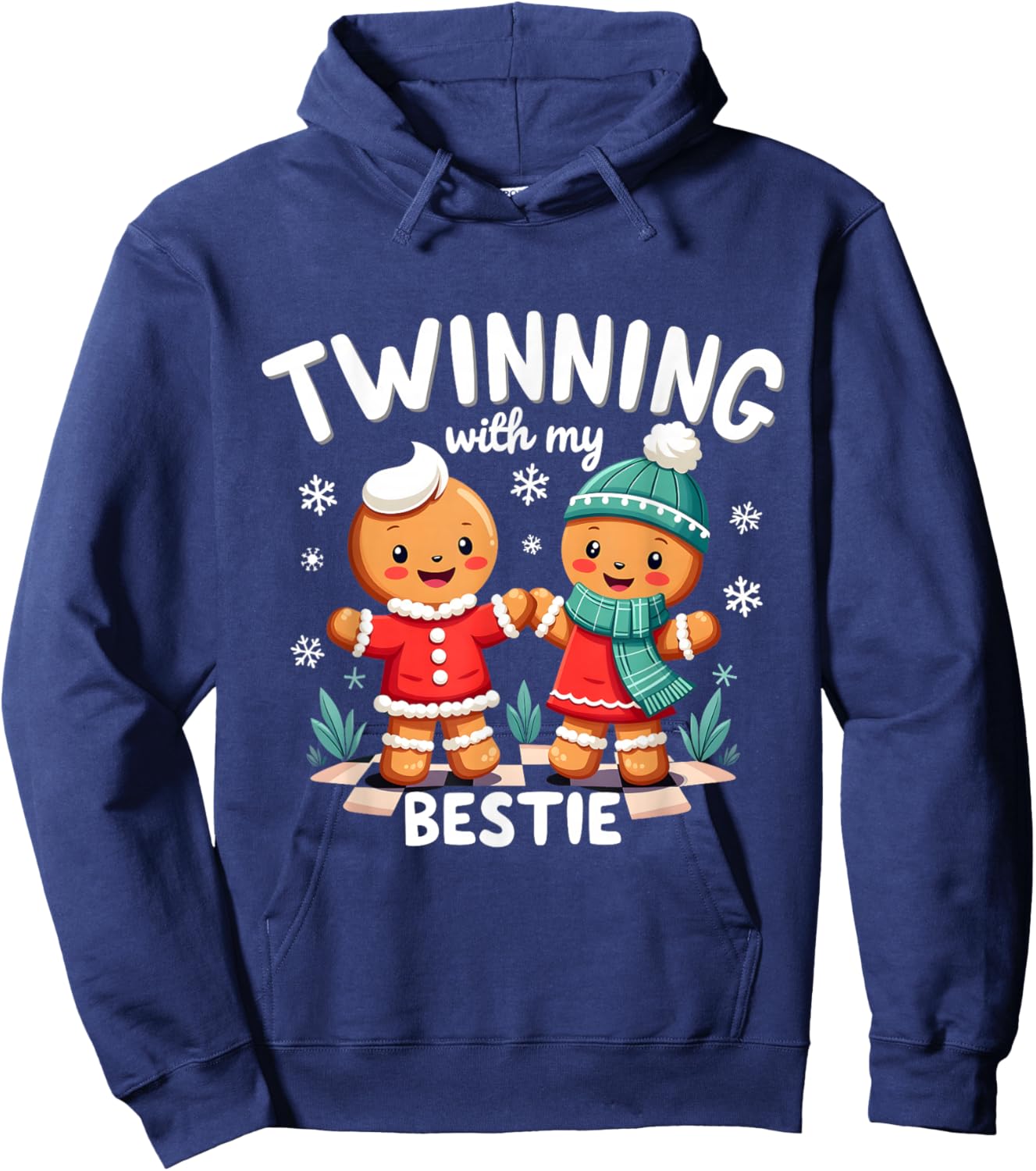Twinning With My Bestie Christmas Gingerbread Best Friend Hoodie - Hoodie | Navy