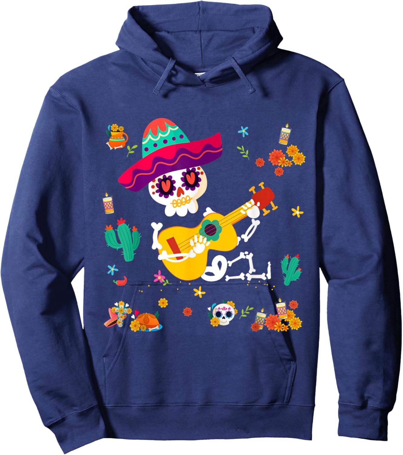 Day of the Dead Kids T Shirts Dia De Los Muertos Sugar Skull Hoodie - Hoodie | Navy