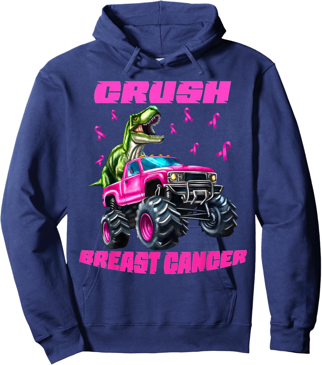 Crush Breast Cancer Monster Truck Wear Pink Hoodie - Hoodie | Navy