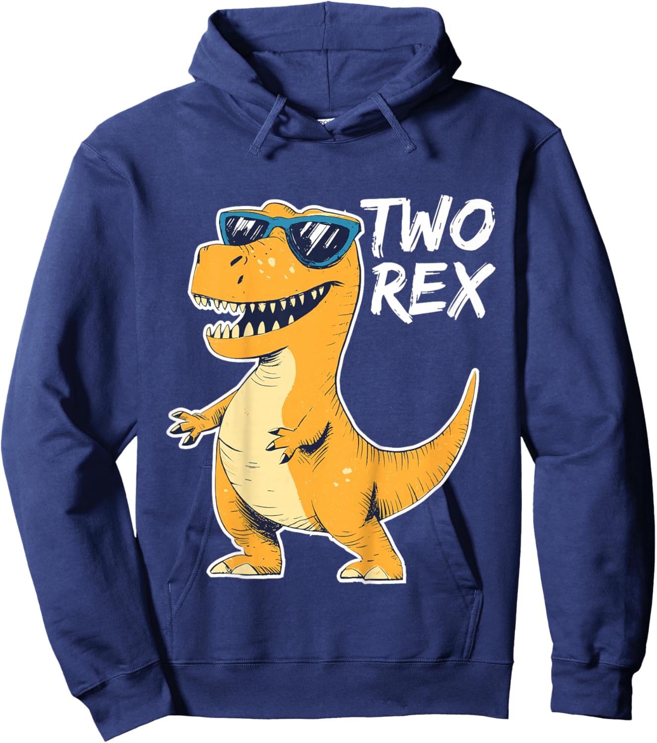 Two Rex 2nd Birthday Gifts Second Dinosaur Boy 2 Years Old Hoodie - Hoodie | Navy