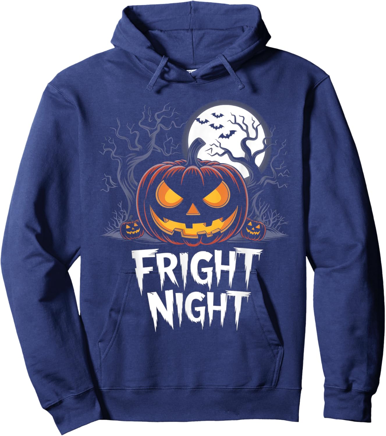 Halloween Pumpkin Jack O Lantern Face Fright Night Hoodie - Hoodie | Navy