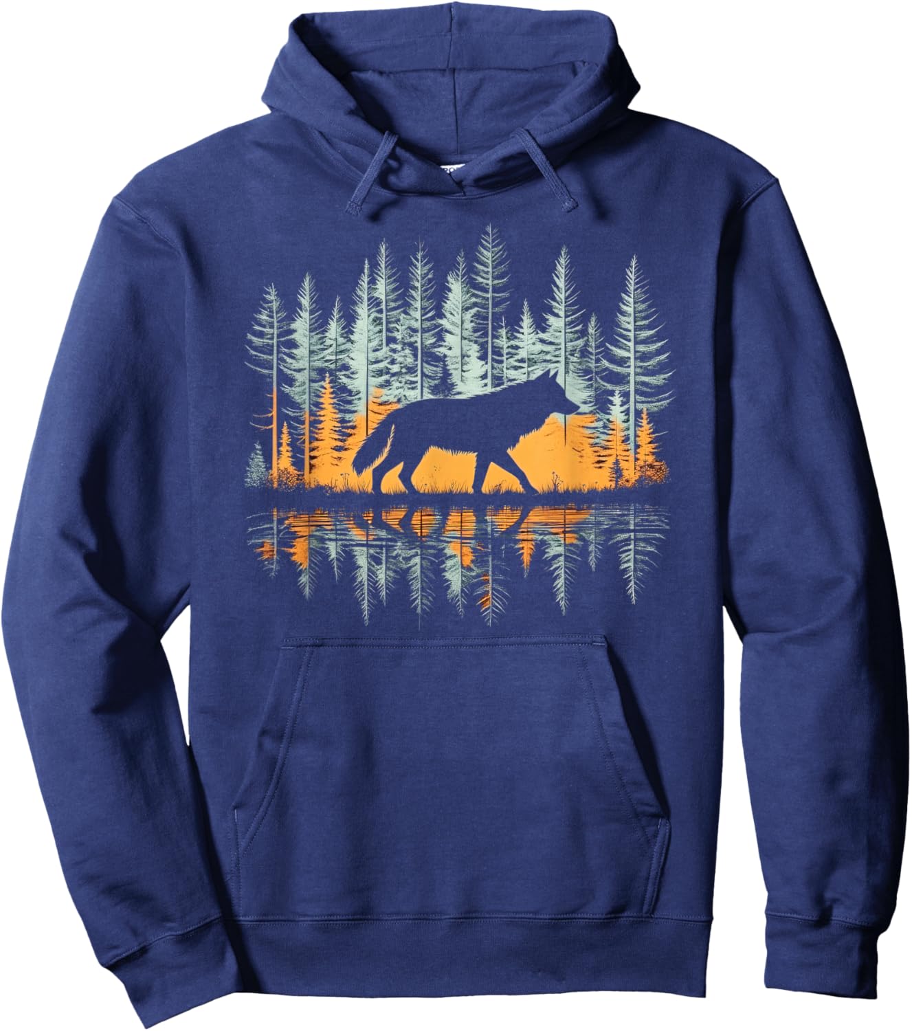 Cool Graphic Wolf Nature - -Adults & Kids, Black, Small, Short Sleeve Hoodie - Hoodie | Navy