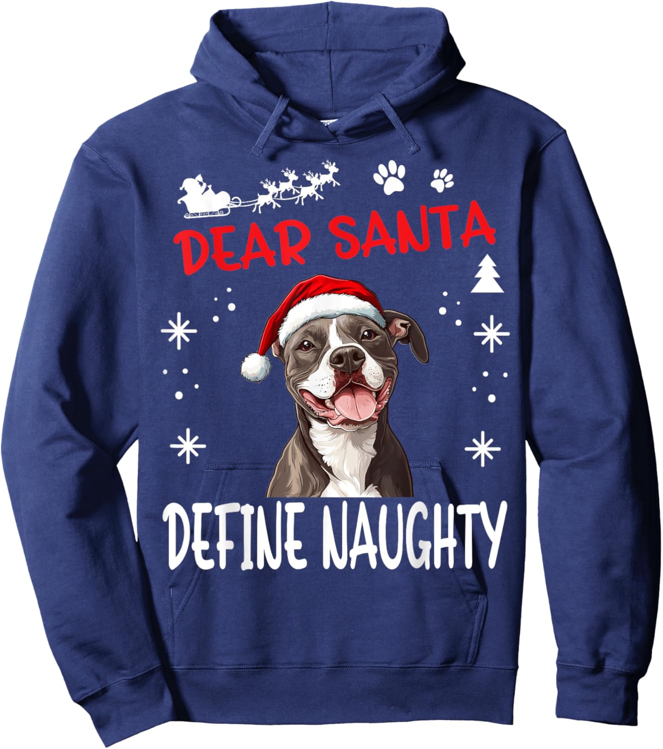 Cute American Staffordshire Terrier Dog Christmas Dear Santa Hoodie - Hoodie | Navy
