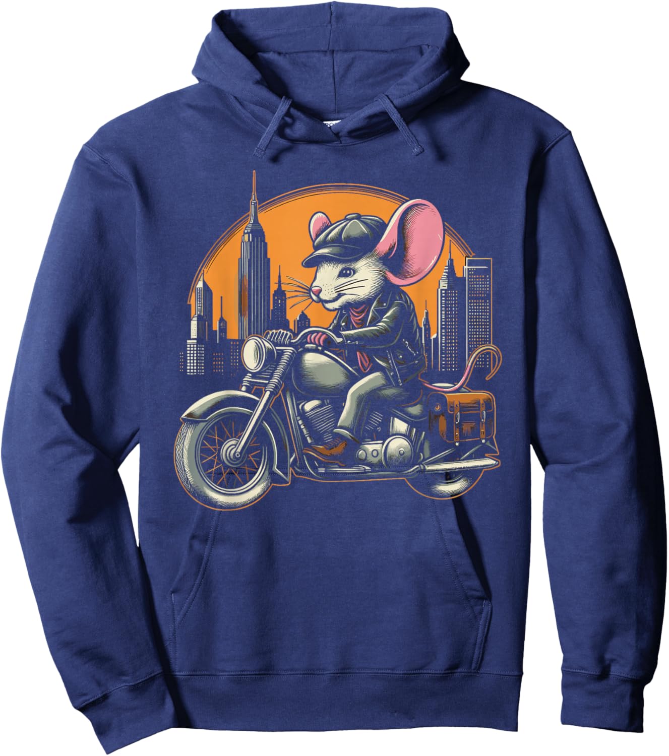 Motorcycle Mice Mouse Biker Rat Motorcyclist Hoodie - Hoodie | Navy
