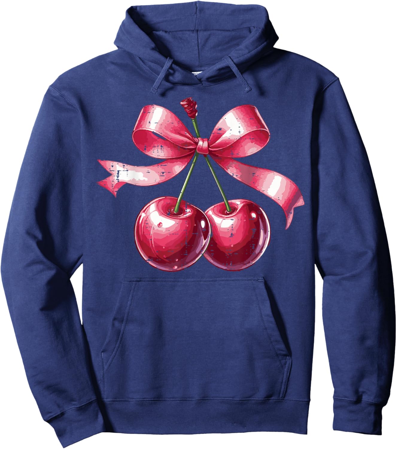 Cherry With Pink Ribbon Funny Saying Women Girls Kids Youth Hoodie - Hoodie | Navy