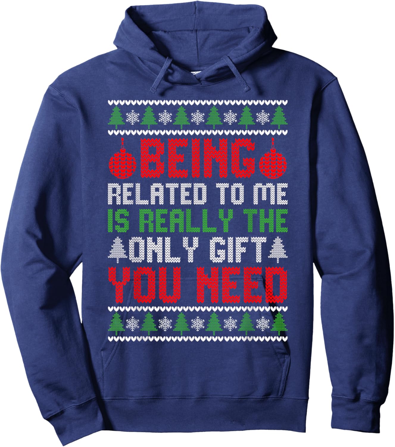 Christmas Being Related To Me Funny Family Pajamas Xmas Hoodie - Hoodie | Navy