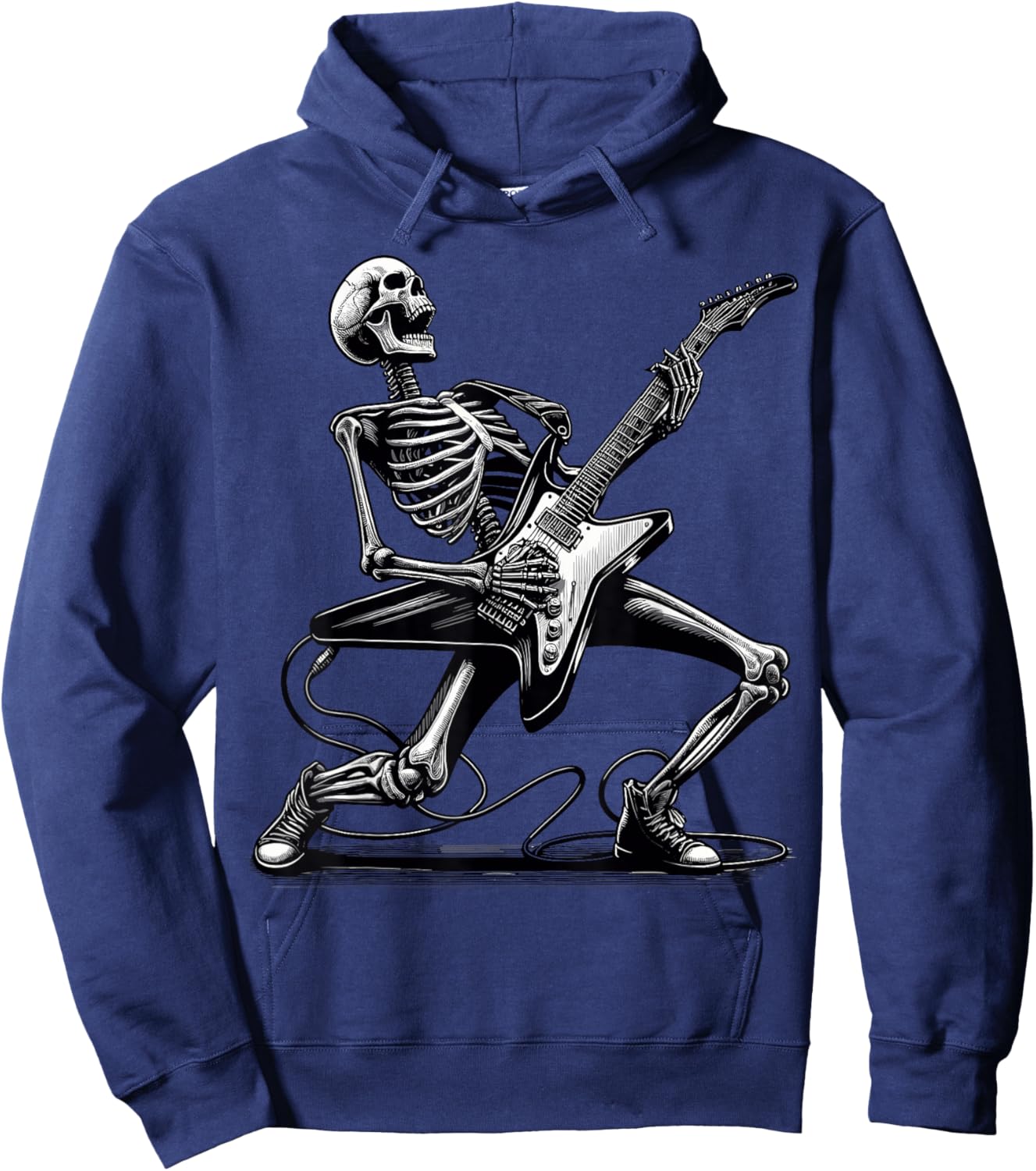Skeleton Playing Guitar Hoodie - Hoodie | Navy