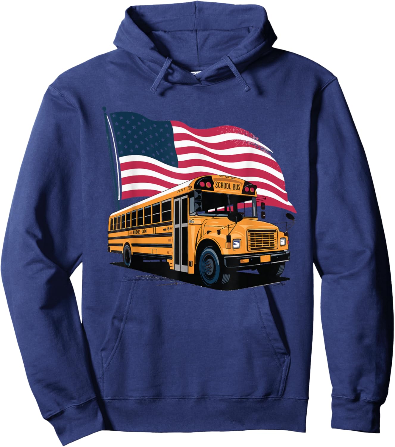 School Bus Driver USA Flag Hoodie - Hoodie | Navy