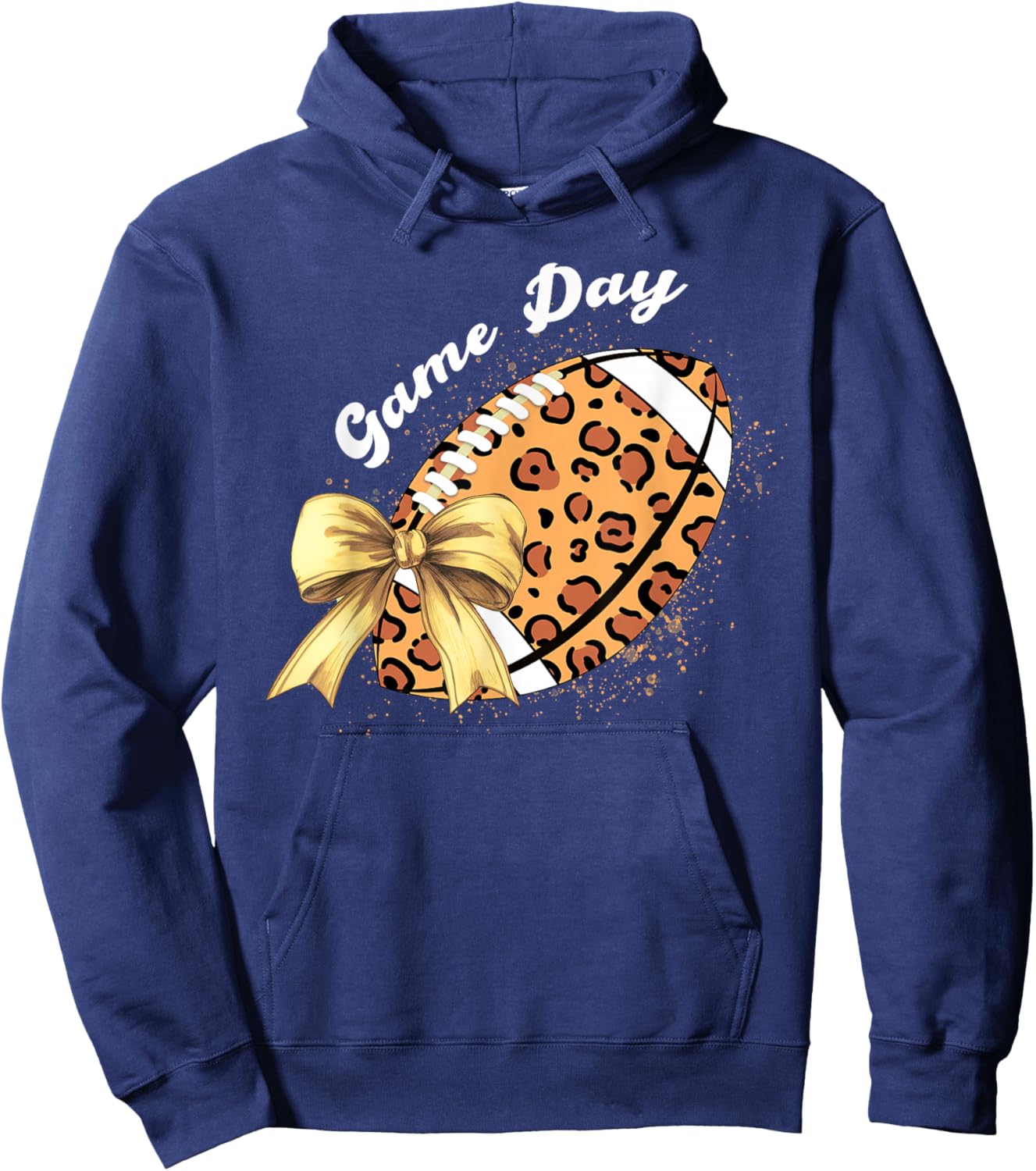 Vintage Game Day Leopard American Football Season Women Girl Hoodie - Hoodie | Navy