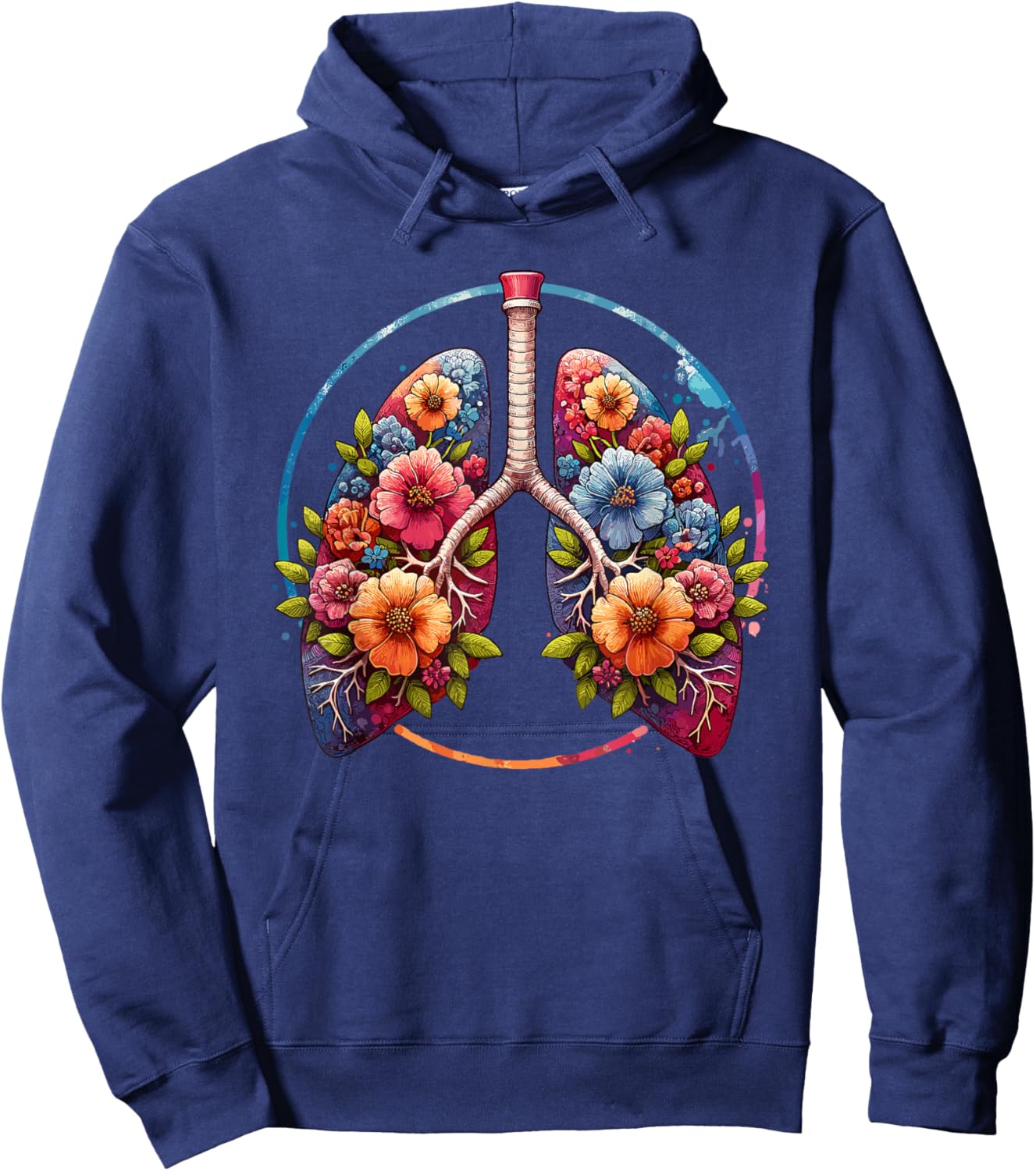 Floral Lung Respiratory Therapist Hoodie - Hoodie | Navy
