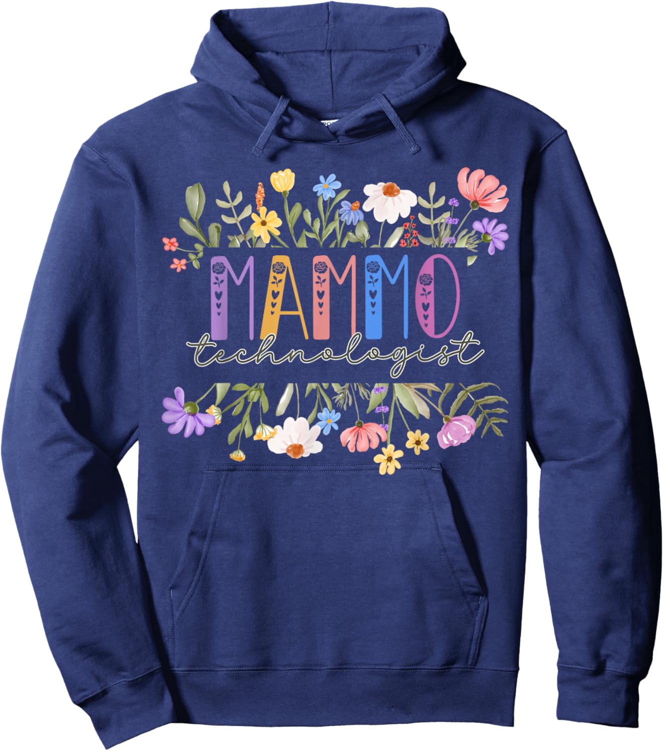 Floral Mammo Technologist Mammogram Mammography Tech Hoodie - Hoodie | Navy