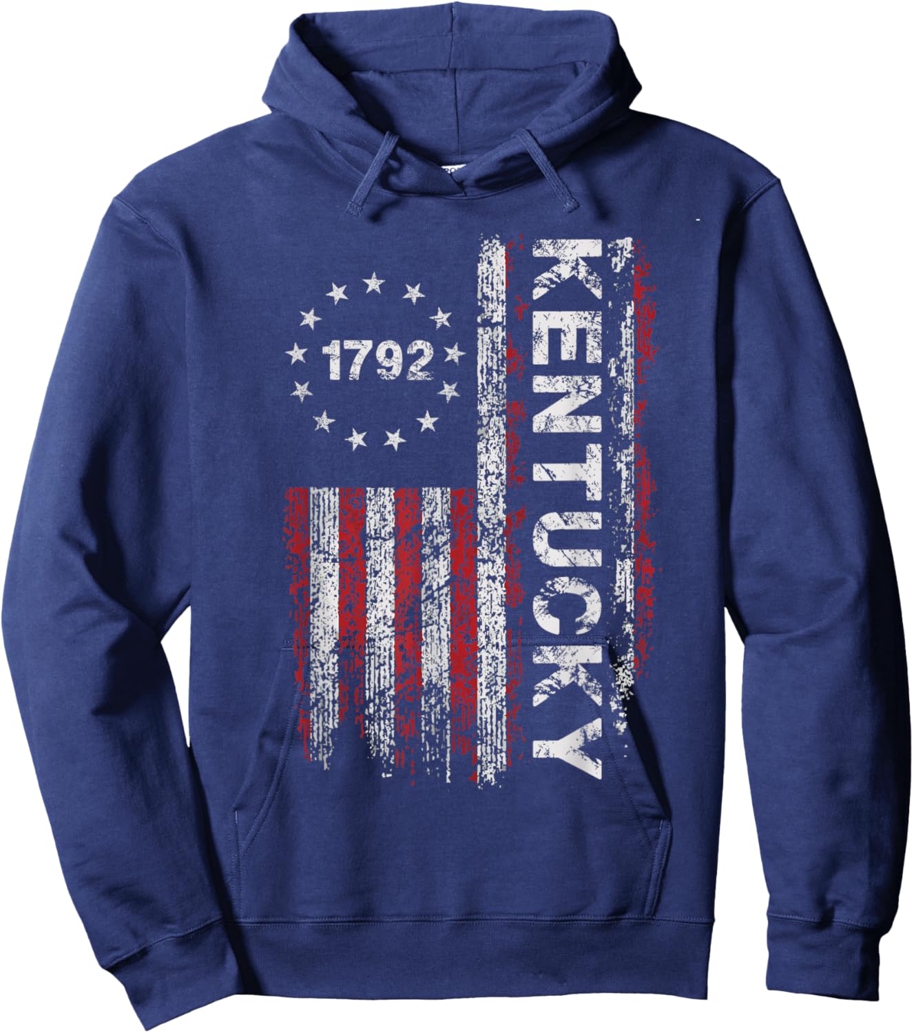 1792 Kentucky State US Flag Vintage Women Youth Hoodie - Hoodie | Navy