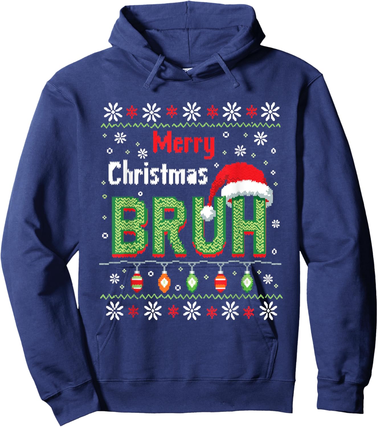 Merry Christmas Bruh Funny Meme Xmas Celebration Hoodie - Hoodie | Navy