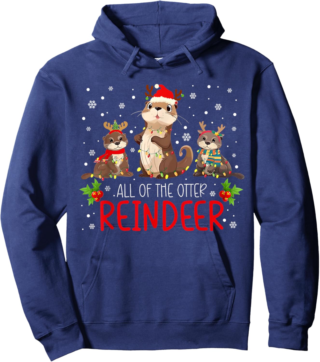 All Of The Otter Reindeer Funny Christmas PJ Other Reindeers Hoodie - Hoodie | Navy