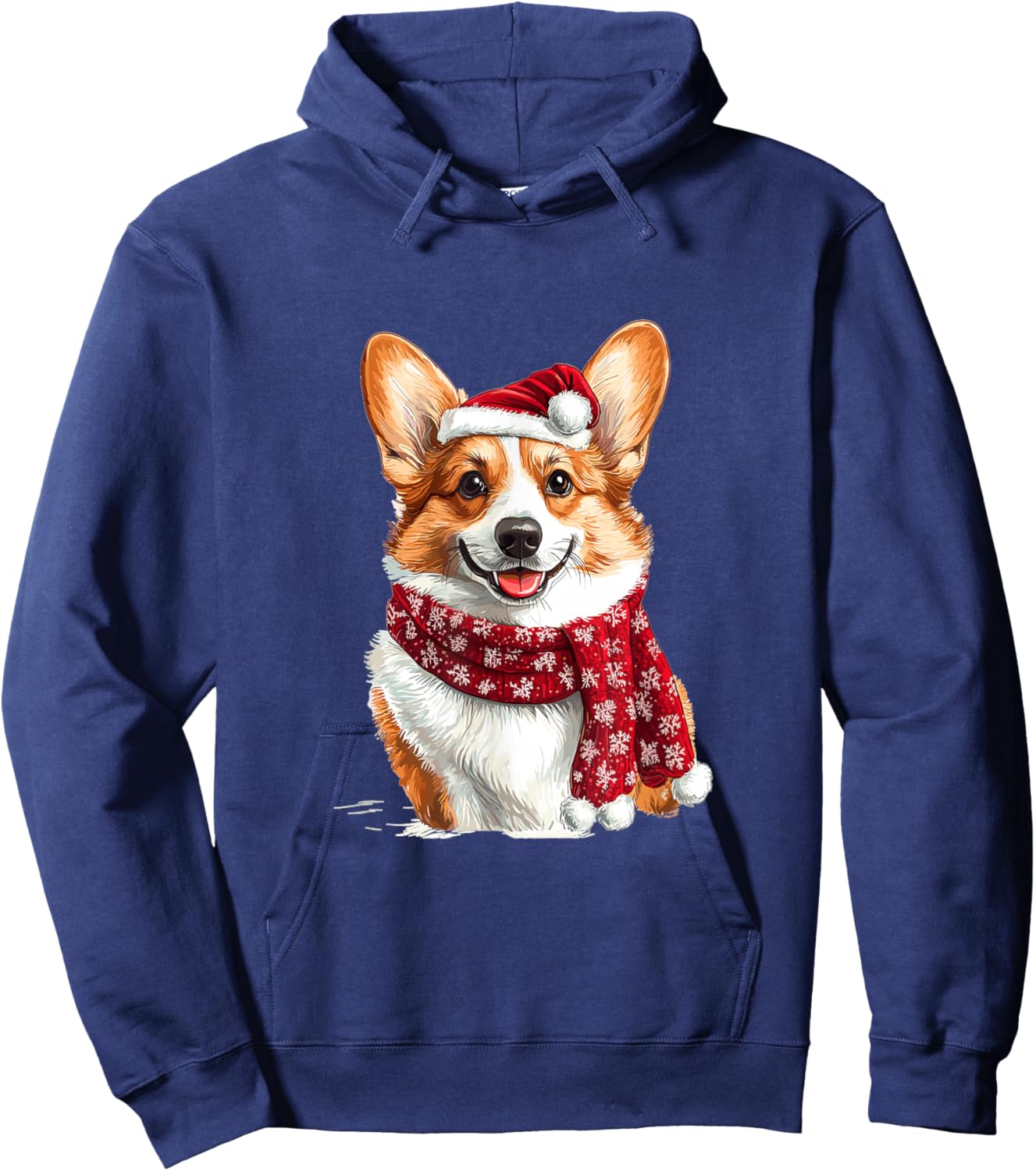 Cute Pembroke Welsh Corgi Dog Christmas Merry X-mas Graphic Hoodie - Hoodie | Navy