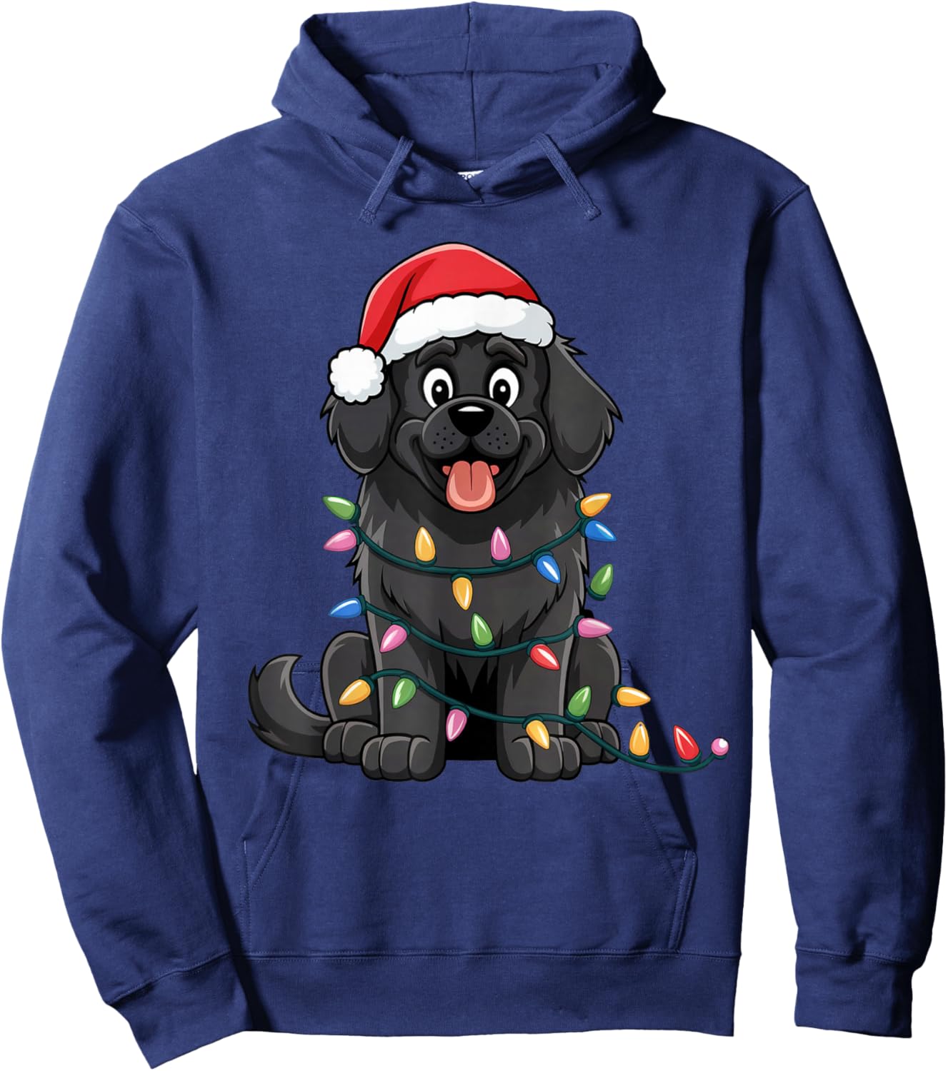 Newfoundland Christmas Lights Xmas Dogs Gifts Women Hoodie - Hoodie | Navy