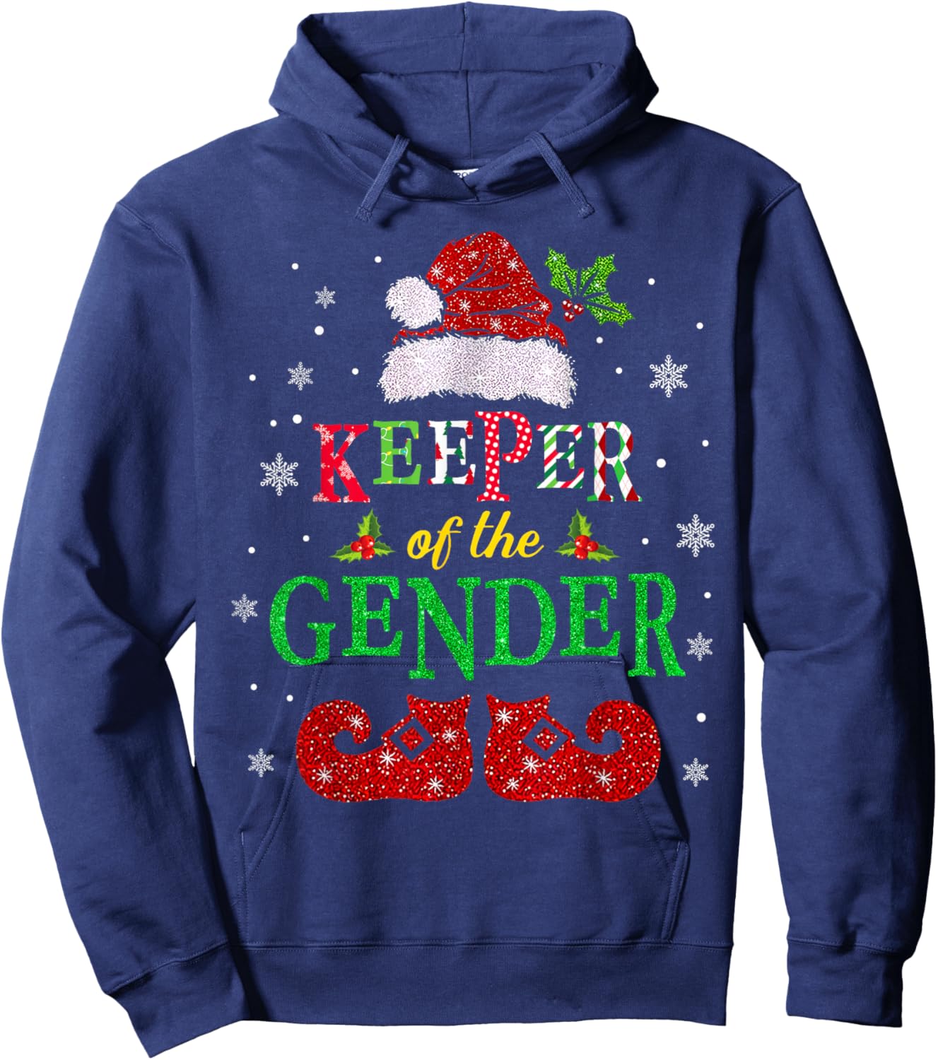 Keeper Of The Gender Christmas Gender Reveal Announcement Hoodie - Hoodie | Navy