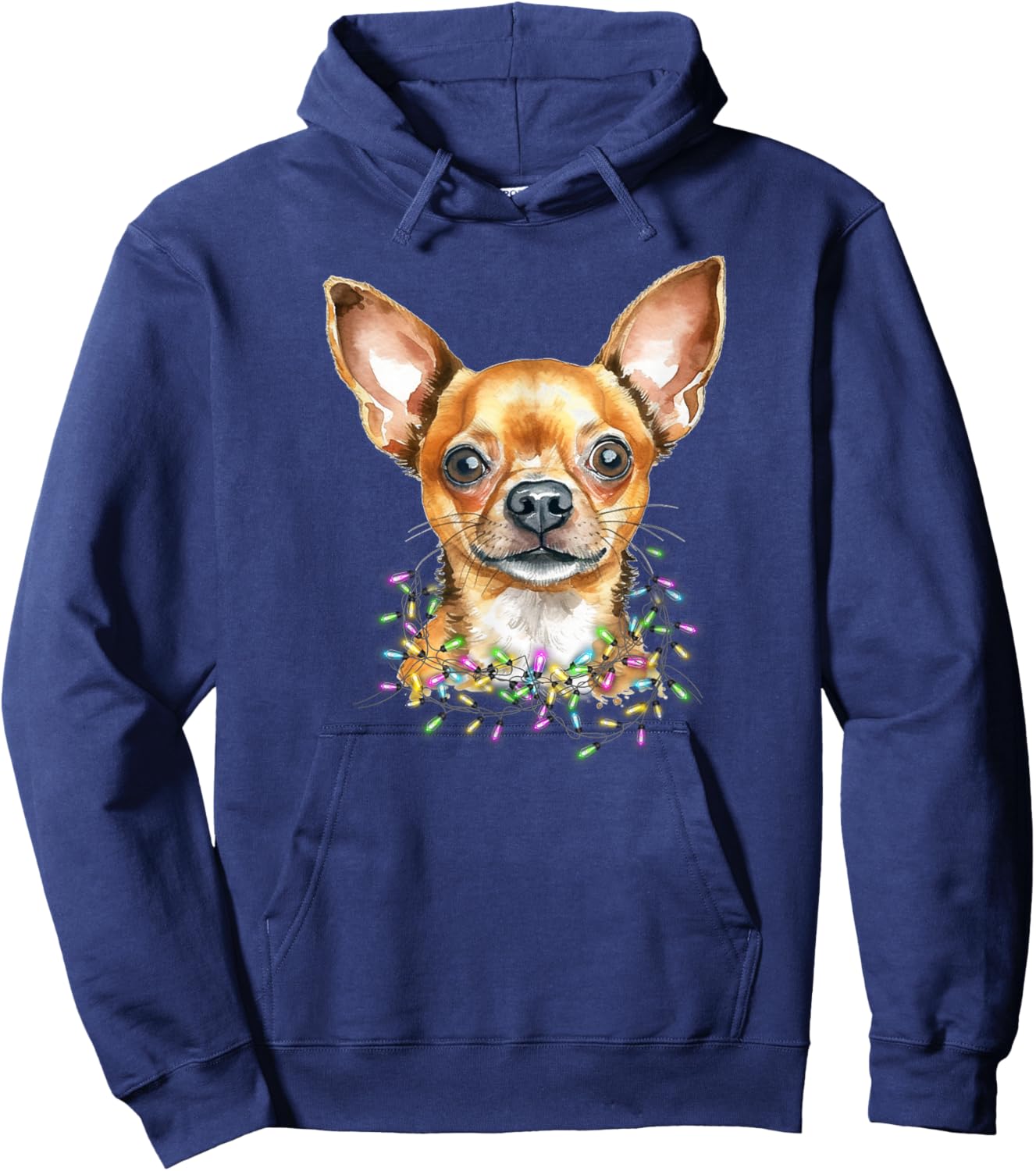 Cute Christmas Lights Chihuahua Dog Women Kids Hoodie - Hoodie | Navy