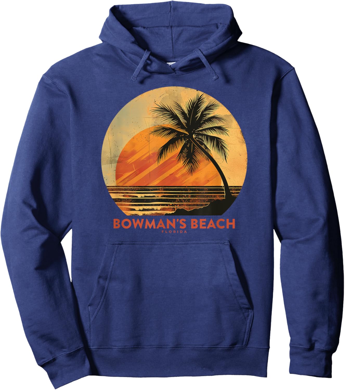 Bowman's Beach Sanibel Island FL Florida Palm Tree Vintage Hoodie - Hoodie | Navy