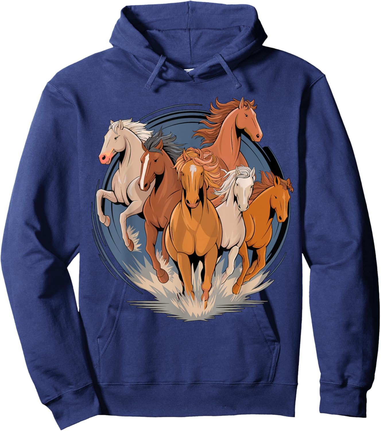 Magical and Funny Horse lover Gifts -Child Classic Fit Black Cartoon Animal-Print Hoodie - Hoodie | Navy