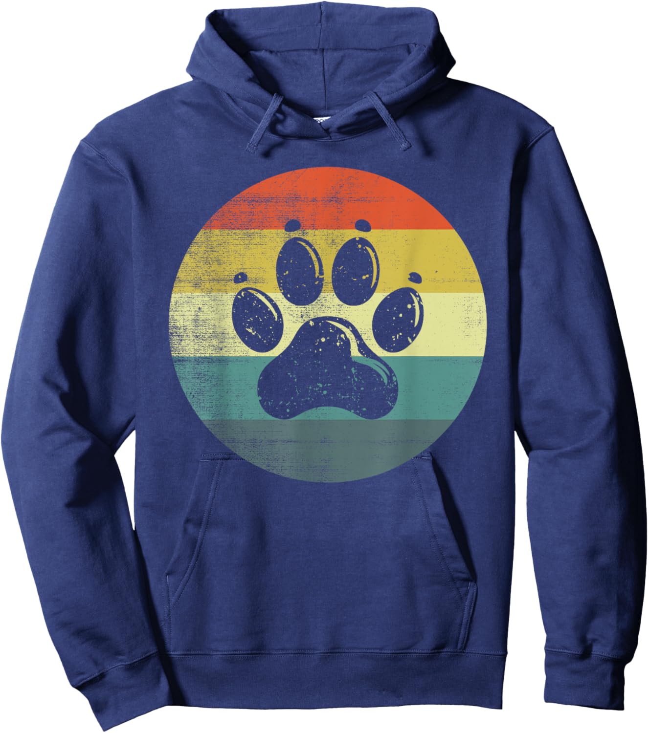 Retro Vintage Dog Paw Design Women Kids Hoodie - Hoodie | Navy