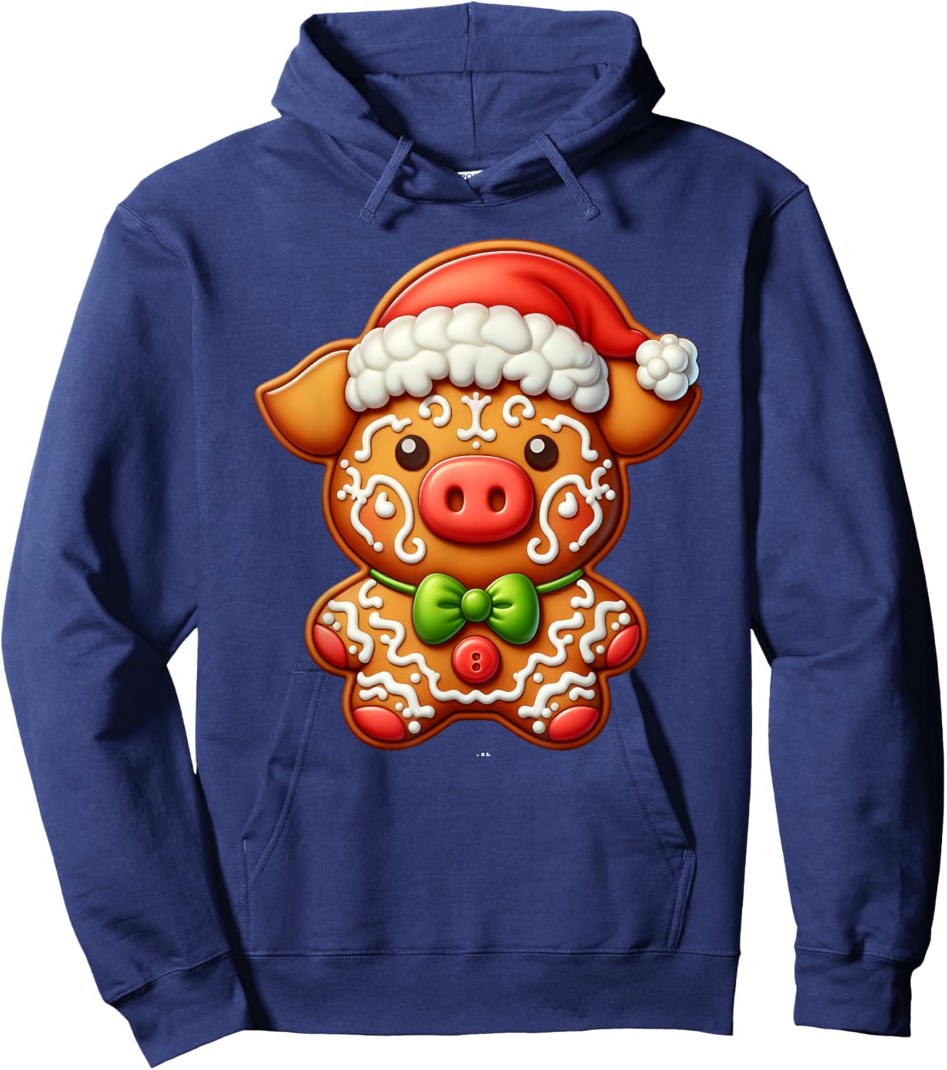 Funny Gingerbread Man Pig Christmas Kids Hoodie - Hoodie | Navy