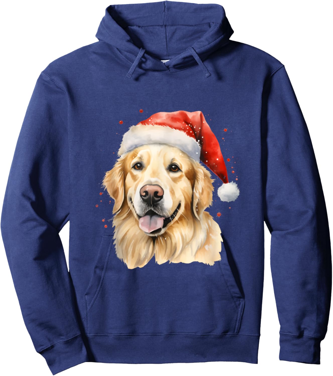 Christmas Golden Retriever Cute Holiday Santa Hat Hoodie - Hoodie | Navy