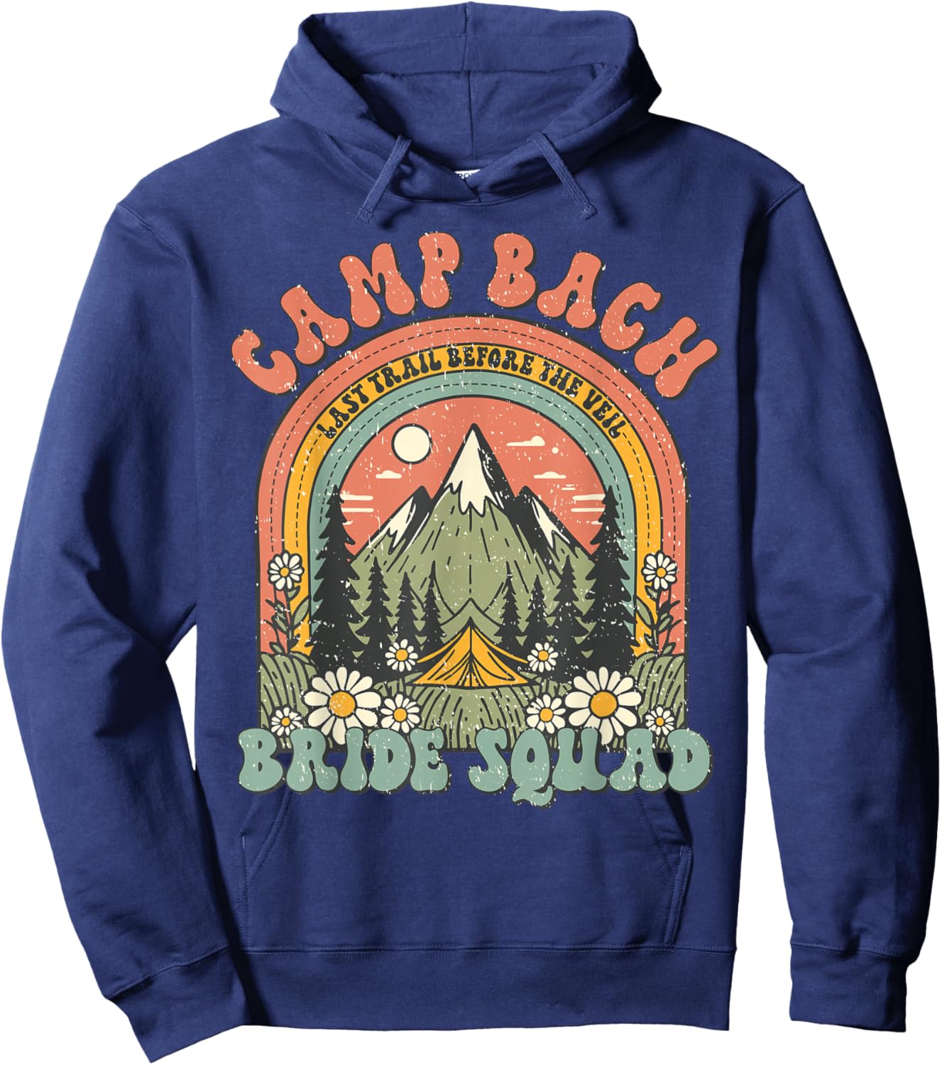 Camp Bach Bride Squad Retro Camping Bachelorette Matching Hoodie - Hoodie | Navy