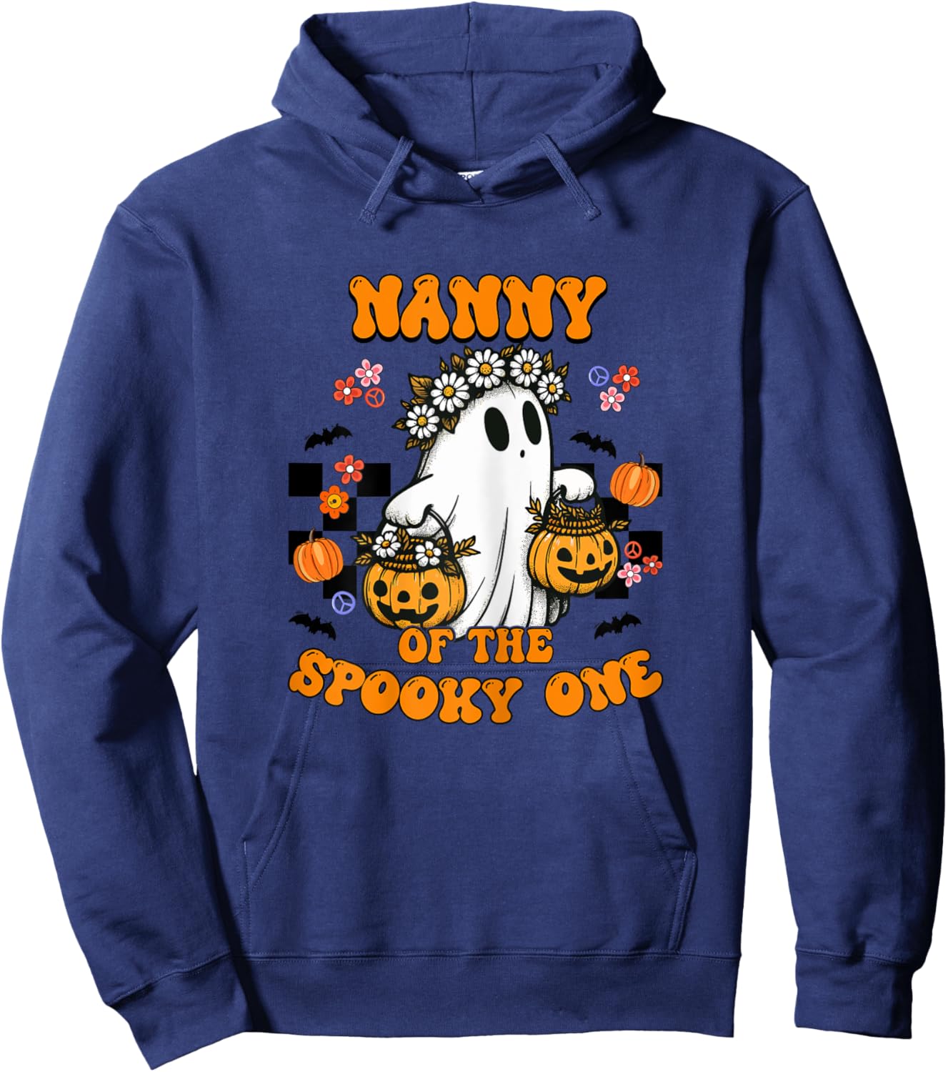 Nanny Of The Spooky One Groovy Halloween Ghost Hoodie - Hoodie | Navy
