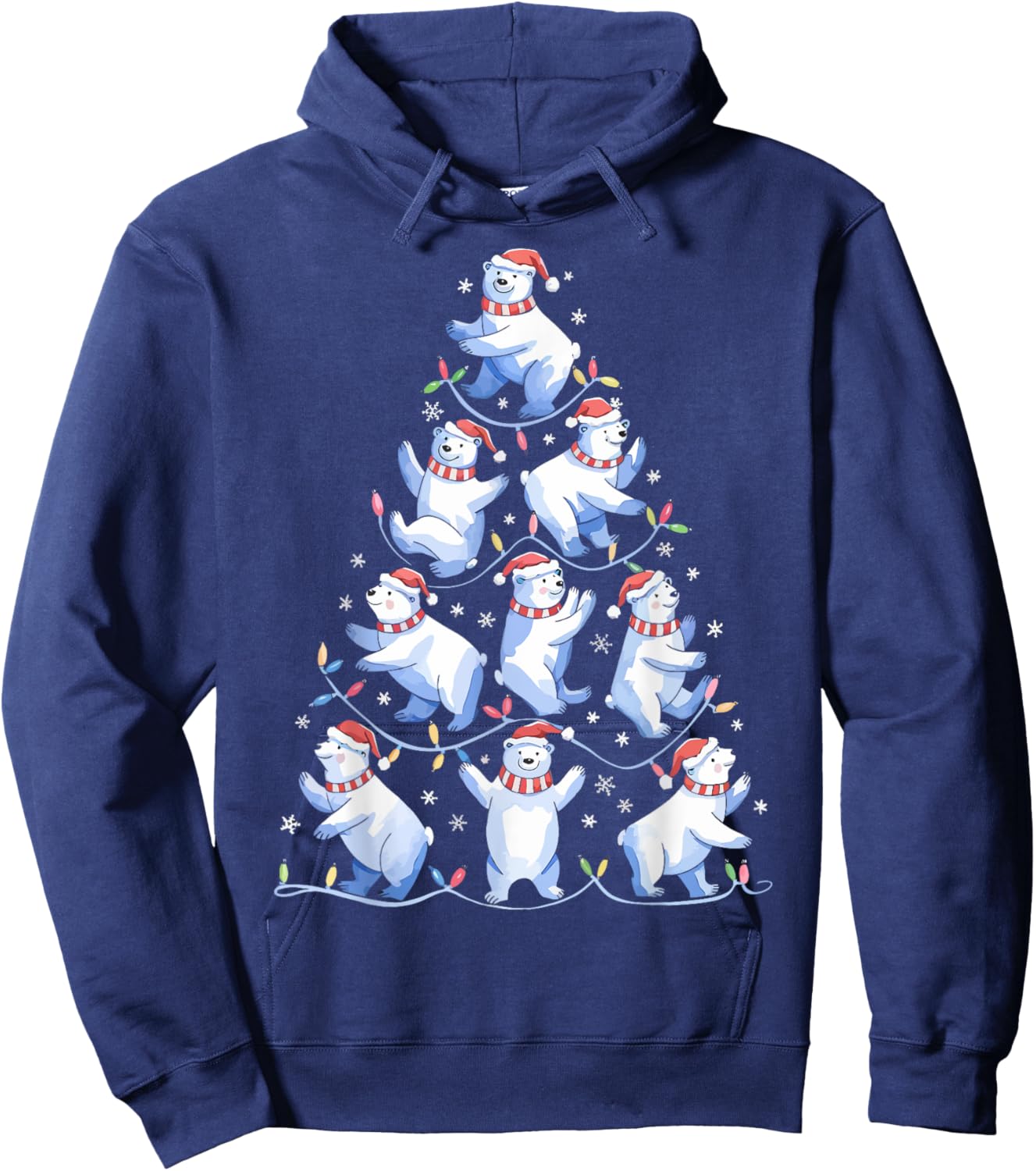 Polar Bear Christmas Tree Funny Ice Bear Holiday Hoodie - Hoodie | Navy