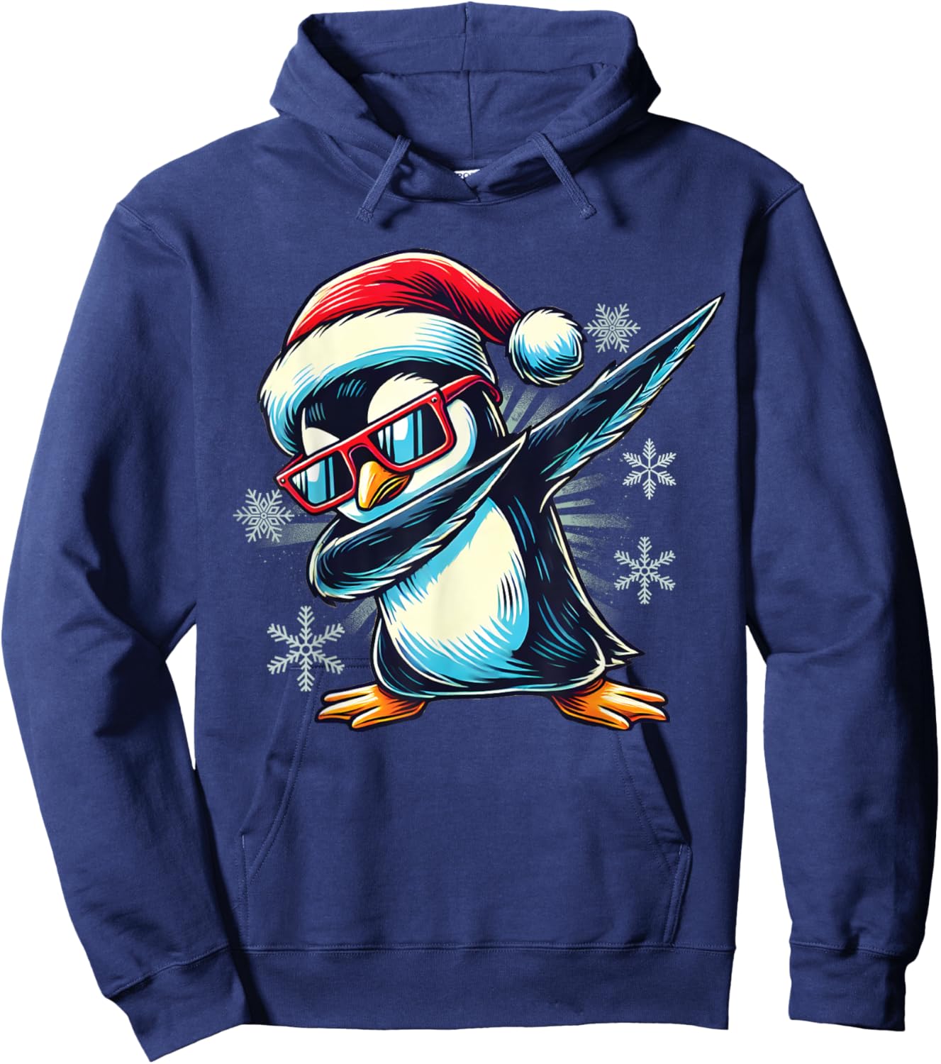 Penguin Dabbing Through The Snow Funny Christmas Boys Kids Hoodie - Hoodie | Navy