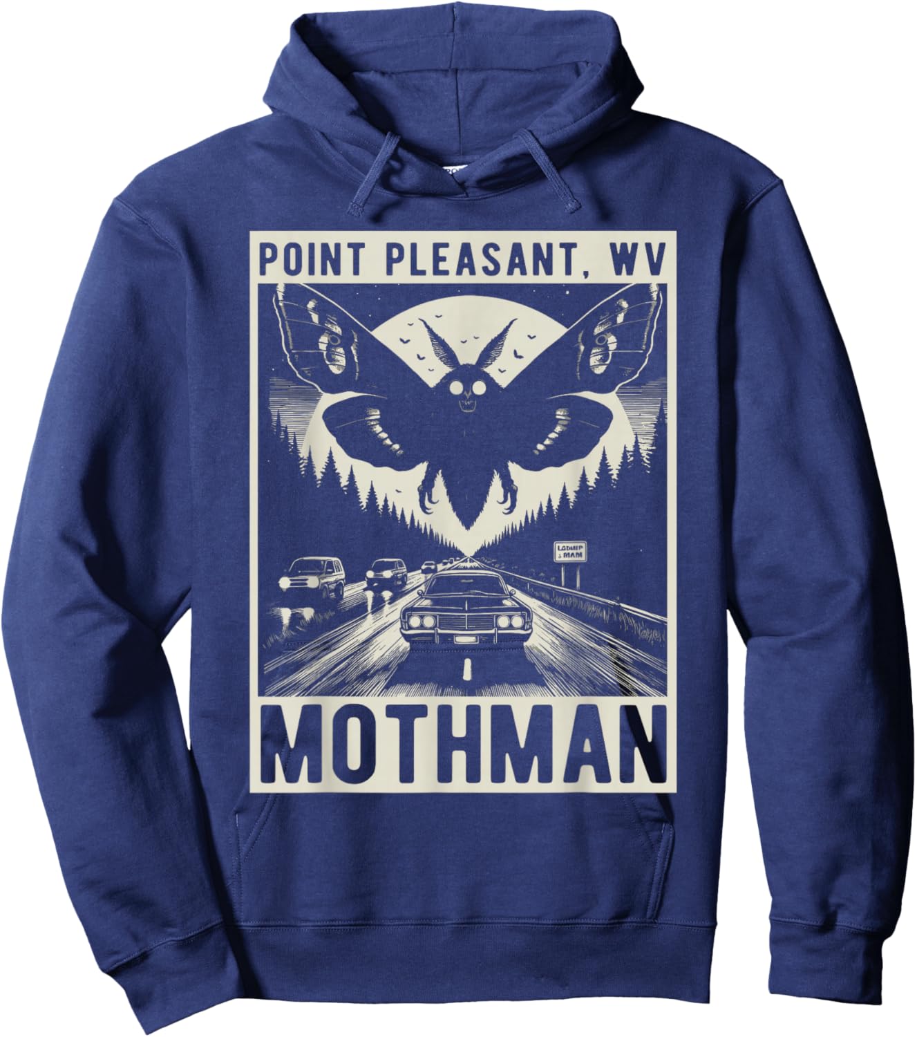 Mothman Point Pleasant W.V. Folklore Cryptozoology Hoodie - Hoodie | Navy