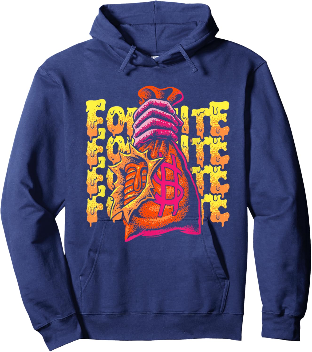 Fortnite Mancake Melting Distressed Big Chest Poster Hoodie - Hoodie | Navy