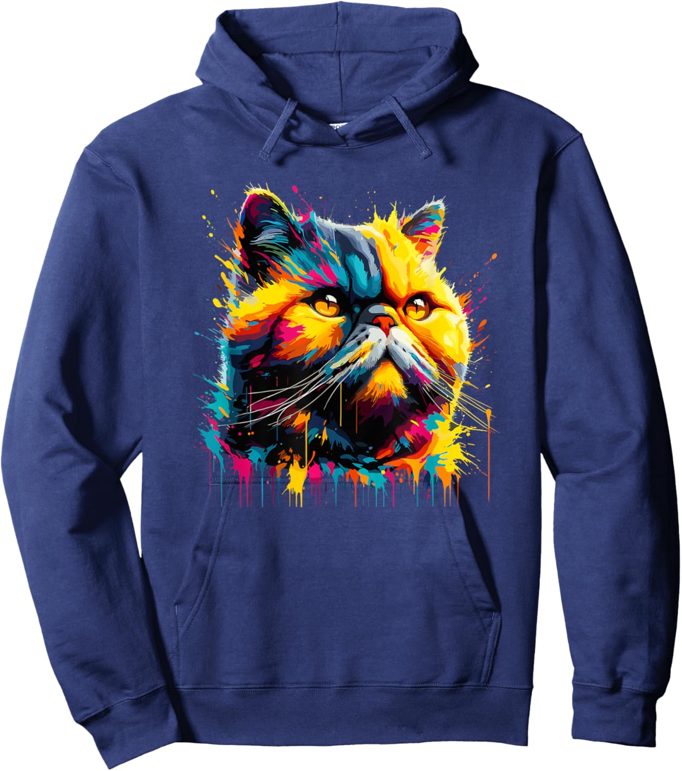 Splash Art Exotic Shorthair Shorthaired Persian Hoodie - Hoodie | Navy