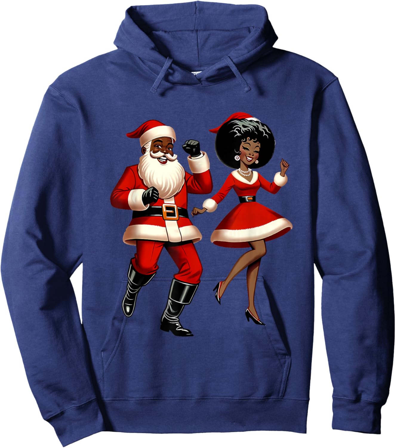 African Santa Mrs Claus Dancing African American Christmas Hoodie - Hoodie | Navy