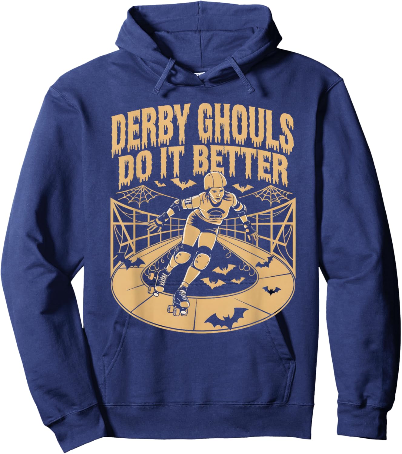 Spooky Roller Derby Enthusiasts -Adults Halloween Derby Hoodie - Hoodie | Navy