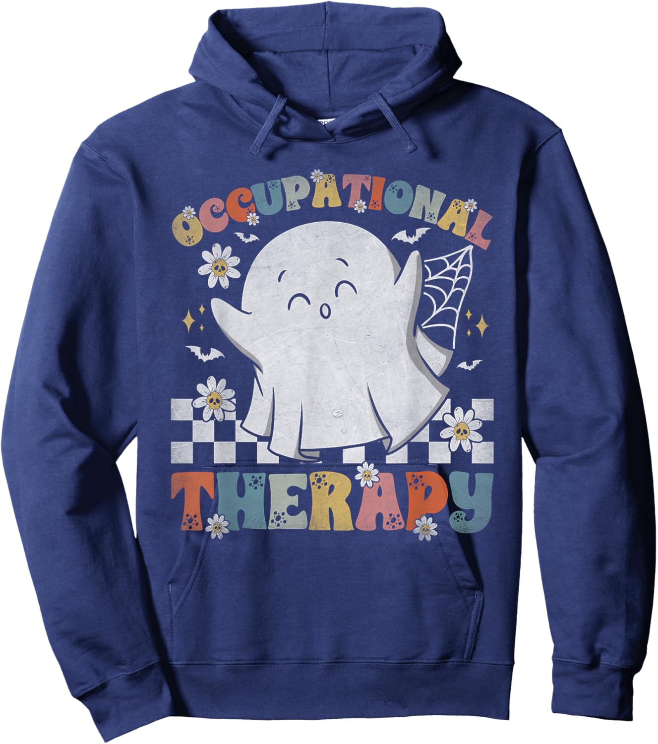 OT Occupational Therapy Halloween Retro Ghost OT Halloween Hoodie - Hoodie | Navy