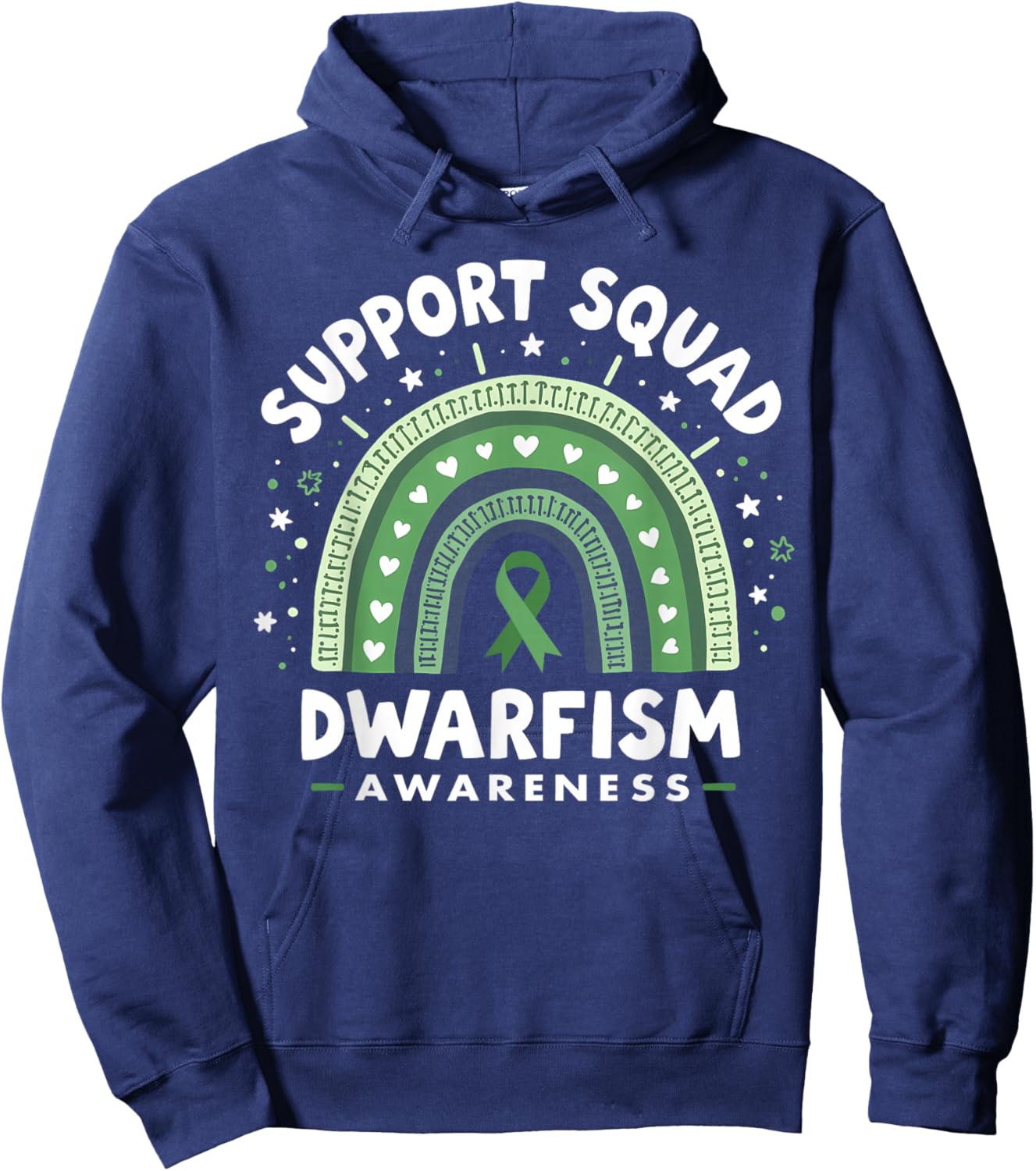 Matching Support Team Dwarfism Awareness Ribbon Hoodie - Hoodie | Navy