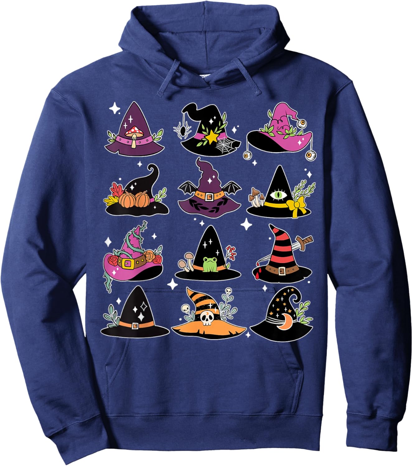Vintage Cute Witch Hat Kawaii Witchy Halloween Girls Teen Hoodie - Hoodie | Navy