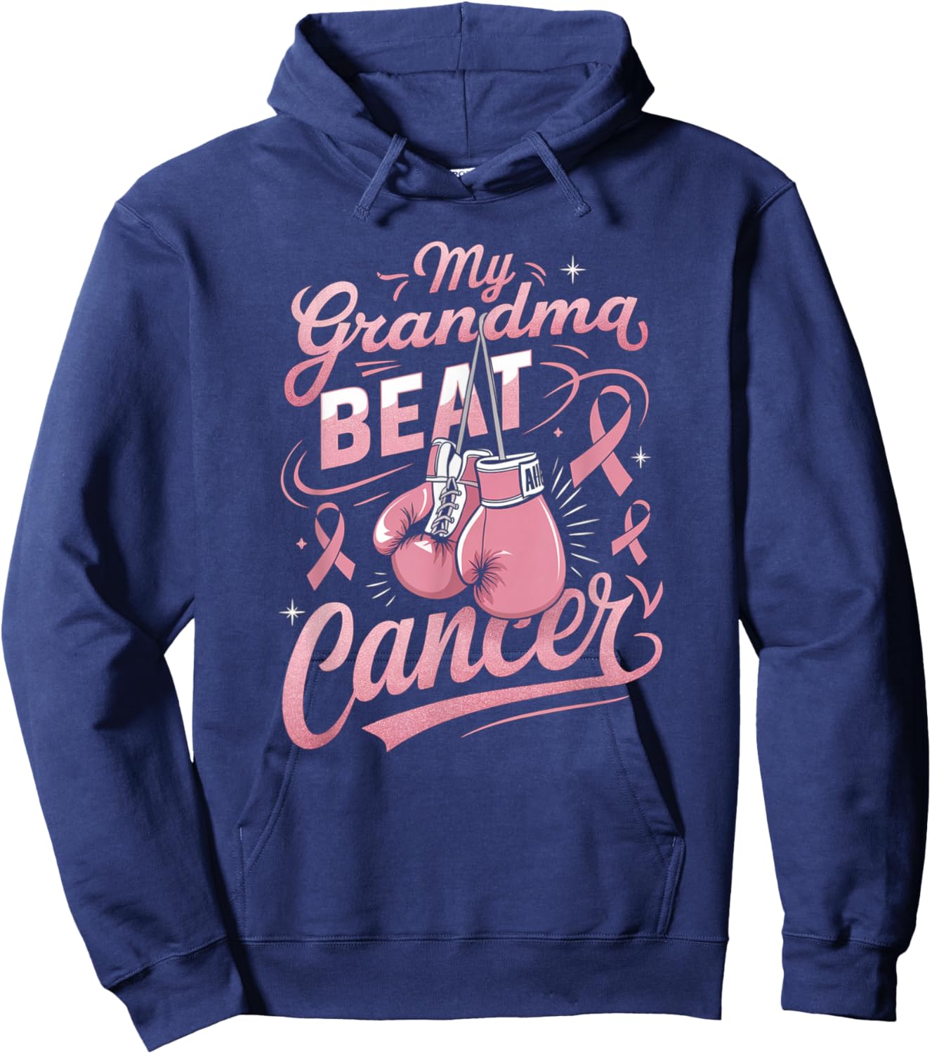 My Grandma Beat Cancer Support Breast Cancer Awareness Hoodie - Hoodie | Navy