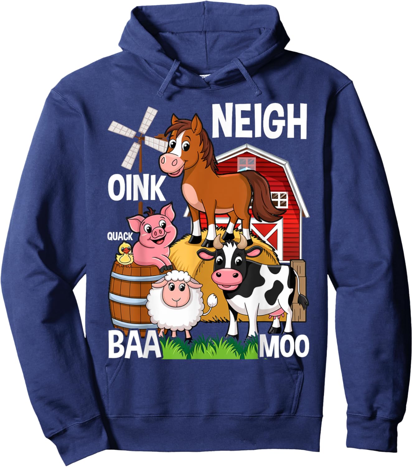 Cute Farm Animals With Sounds Hoodie - Hoodie | Navy