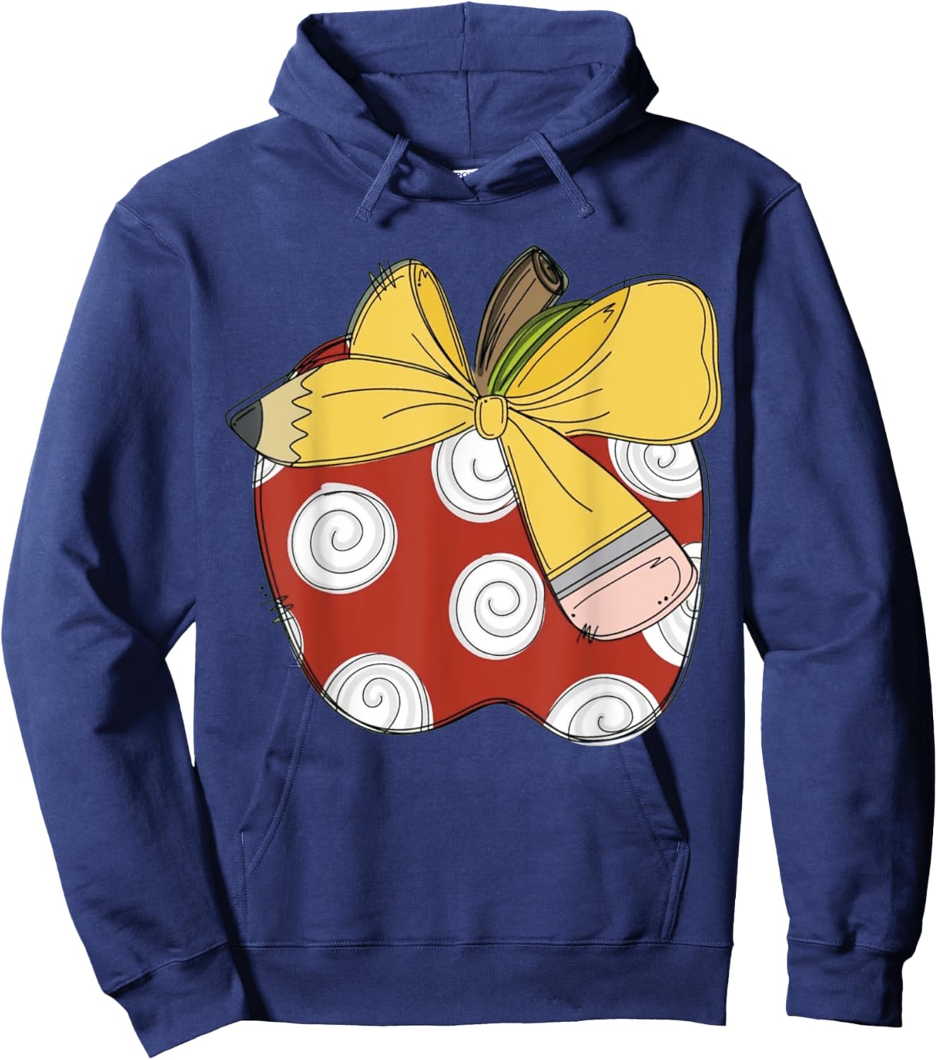 Teacher Coquette Pencil Bow And Apple Teacher Hoodie - Hoodie | Navy