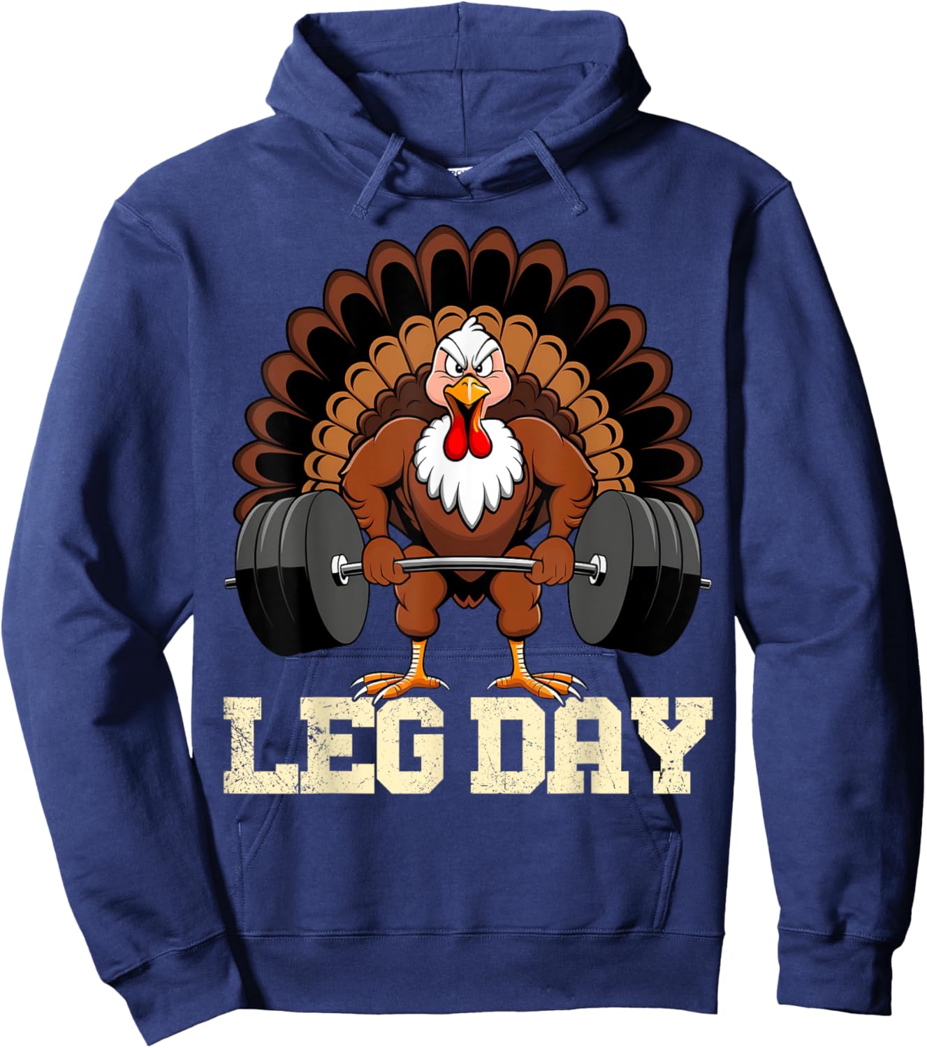Turkey Lover Leg Day Weightlifting Gym Thanksgiving Vintage Hoodie - Hoodie | Navy