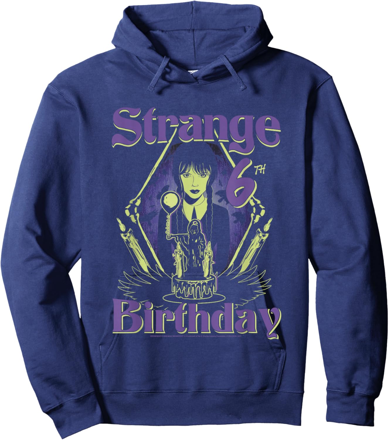 Wednesday Strange 6th Goth Birthday Big Wednesday Chest Logo Hoodie - Hoodie | Navy