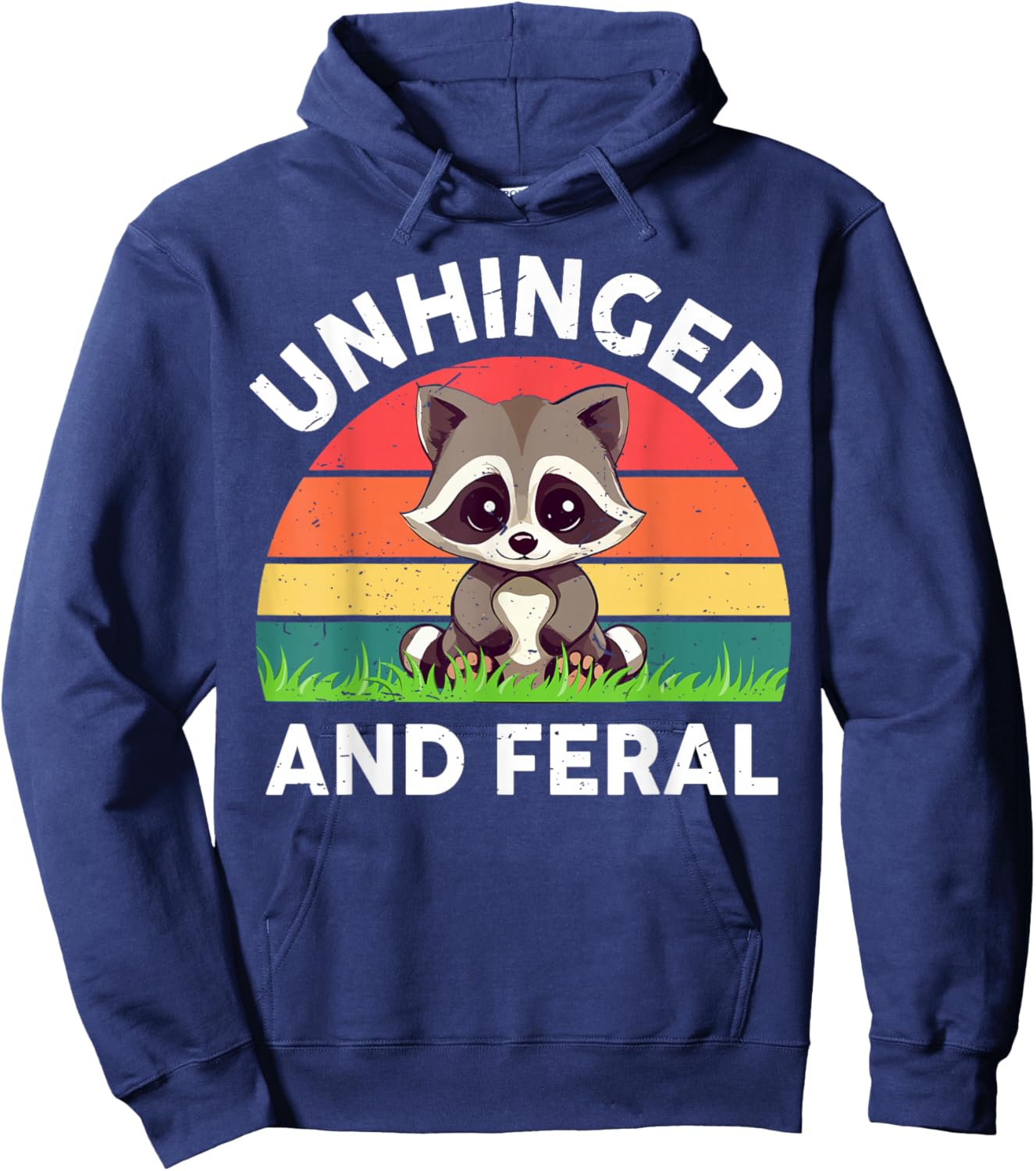 Raccoon Unhinged And Feral Toddler Boy Kid Funny Trash Panda Hoodie - Hoodie | Navy