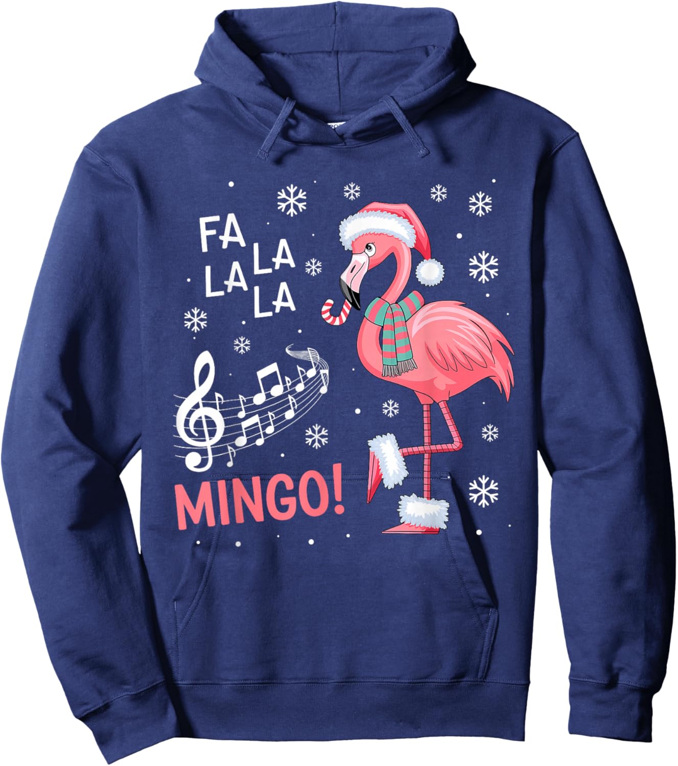 Fa La La Mingo Flamingo Candy Cane Christmas Hoodie - Hoodie | Navy
