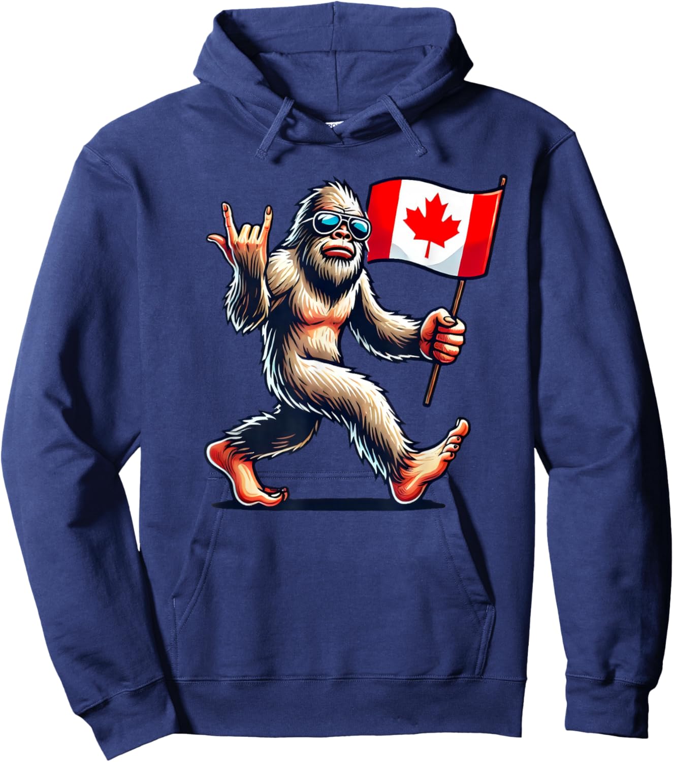 Funny Canadian BigFoot, Rock'N Roll Canada Day, Maple Flag Hoodie - Hoodie | Navy