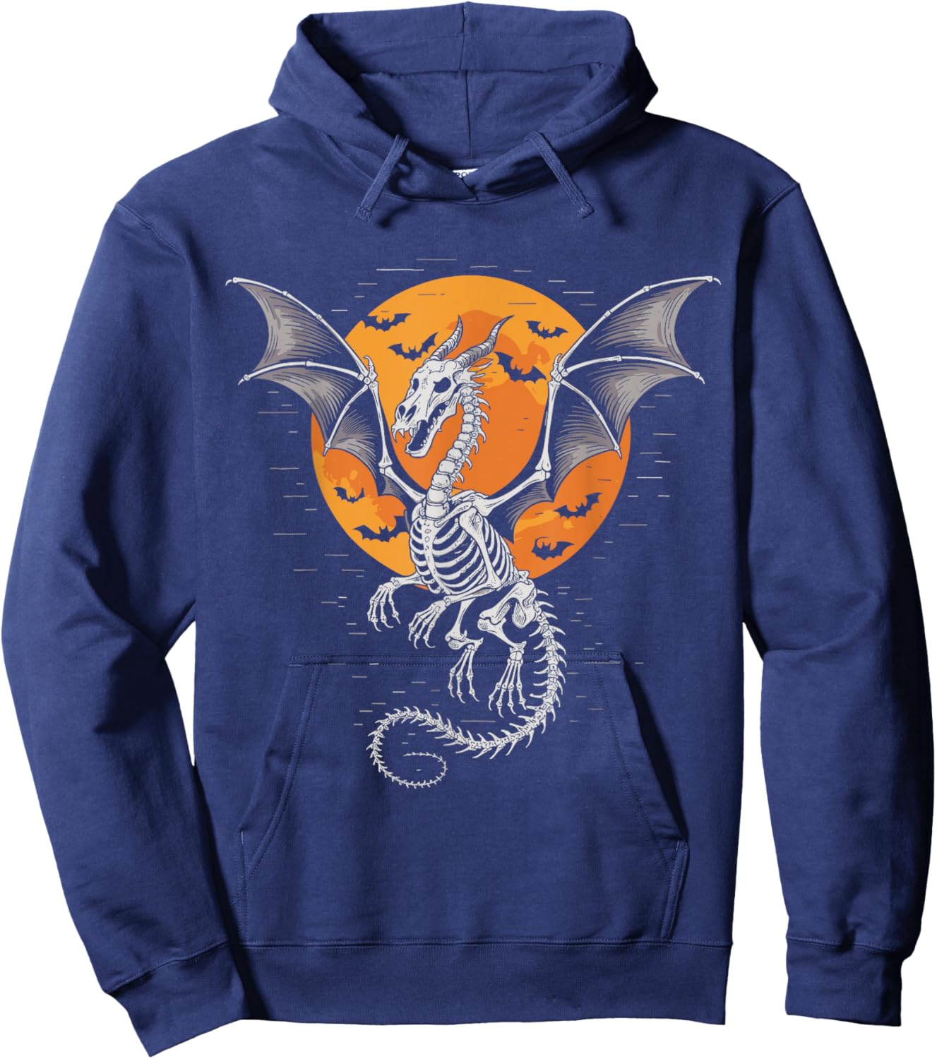 Funny Dragon Skeleton Lovers Moon Spooky Halloween Bats Hoodie - Hoodie | Navy